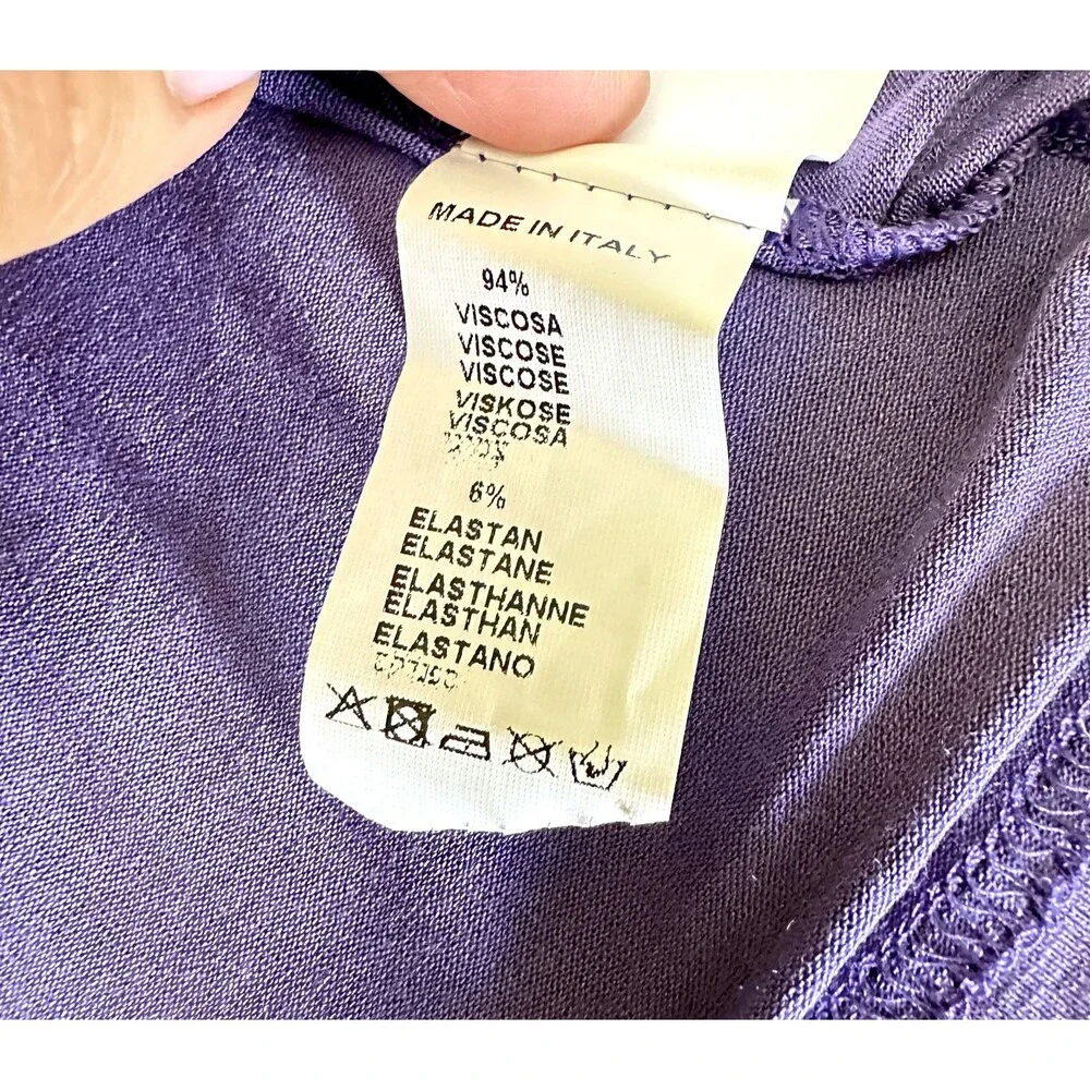 New SANDRO FERRONE Womens Purple Cowl Neck Tee-Shirt Soft Top Sz M Made in Italy - Picture 8 of 10